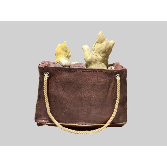 Vintage Cat in Bag Large Figure Two Tabby Cats - Picture 4 of 6